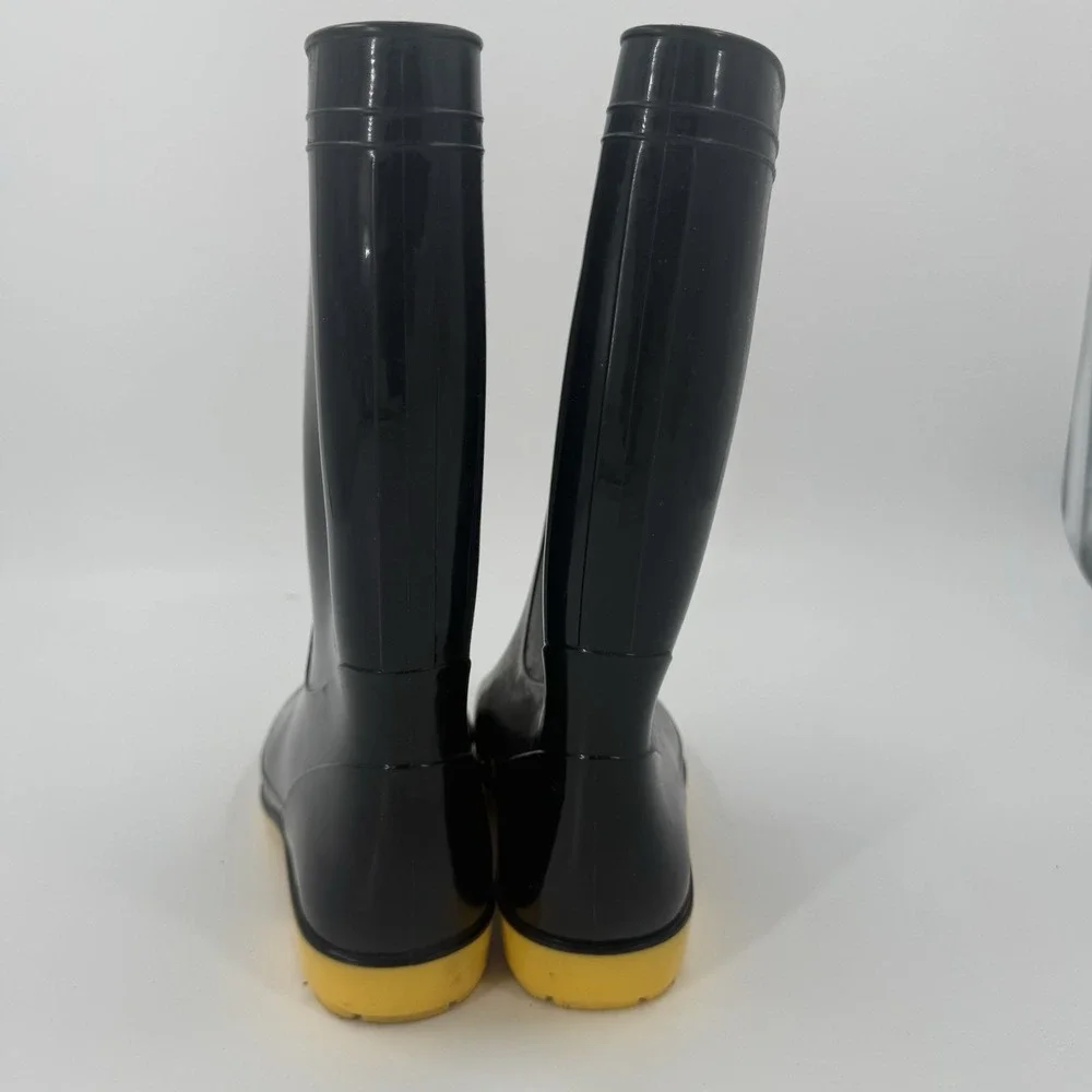 Men's Waterproof Rain Boots Black Rubber Mid Calf Garden Work Boots US 11